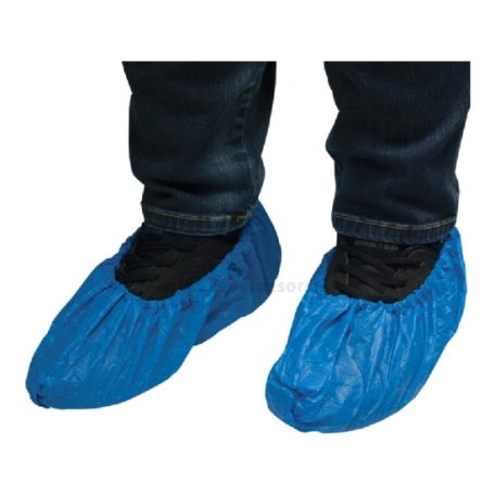 Cipővédő egyszer használatos műanyag lábzsák kék színben