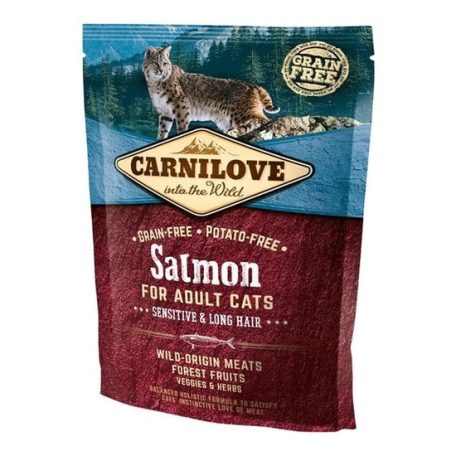 Carnilove Cat Adult Salmon Sensitive & Long Hair- Lazac Hússal 400g