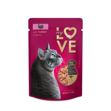 My Love teljes értékű, szaftos alutasak felnőtt macskáknak Pulykával 85g