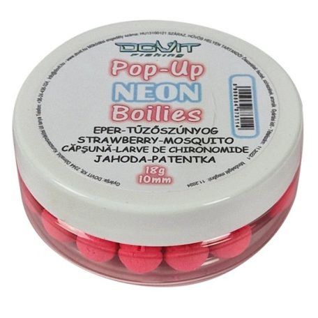 Dovit Pop-Up Neon Boilie 10mm - Eper - Tűzőszúnyog 18g