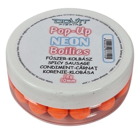 Dovit Pop-Up Neon Boilie 10mm - Fűszeres Kolbász 18g