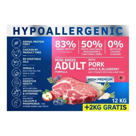 Dog Vital Hipoallergén Adult Mini Pork,apple&blueberry 12+2kg grátisz