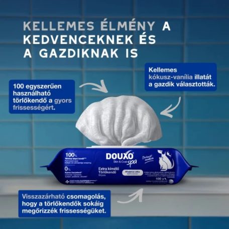 Douxo Spa Nedves törlőkendő kutyáknak és macskáknak 100db