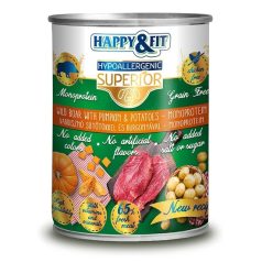   Happy&Fit Superior Dog Monoprotein Konzerv Friss Vaddisznóhús sütőtökkel, burgonyával 400g