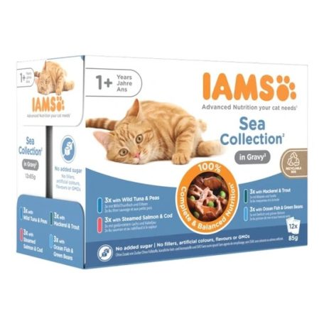 Iams Cat Delights alutasak Sea in gravy Multipack, többféle halas íz, ízletes szószban 12x85g