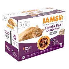   Iams Cat Delights alutasak Multipack Senior csirke falatkák ízletes szószban 12x85g