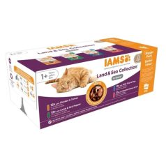   Iams Cat Delights alutasak Land & Sea Multipack Szószban nedves macskatáp 48x85g