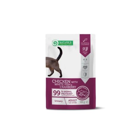 Natures Protection Alutasak Adult Cat Chicken,white fish & cranberry Urinary 100g