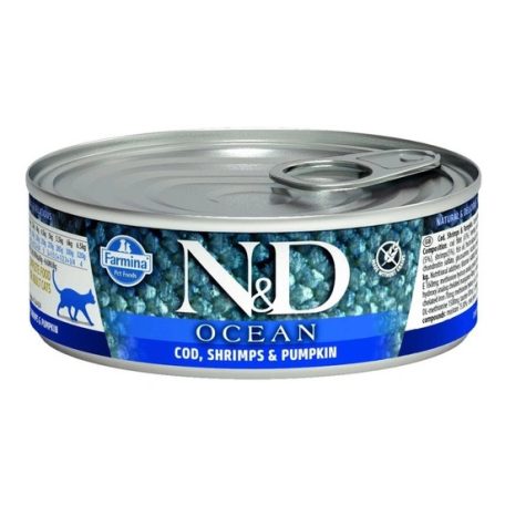 N&D Cat Ocean konzerv tőkehal & garnélarák sütőtökkel 70g