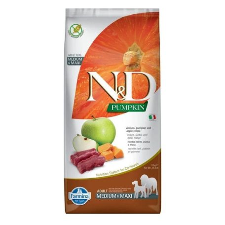 N&D Pumpkin Dog szarvas & sütőtök,alma adult medium & maxi 12kg