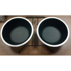   Speciális dupla etetőtál tartó, 2db tállal, gumis lábakkal - felső 21cm / alsó 15,5cm, 2x1,60l