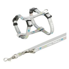   Trixie Hám pórázzal Junior & Puppy M–L: 27–45 cm/10 mm, 2m, világos szürke