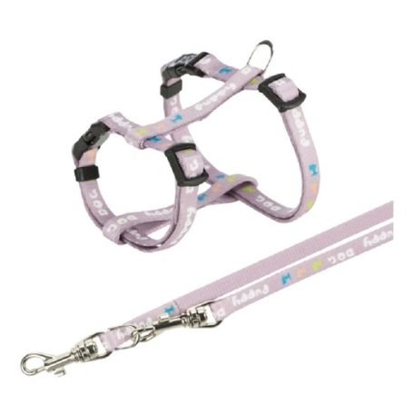 Trixie Hám pórázzal Junior & Puppy M–L: 27–45 cm/10 mm, 2m, világos lila