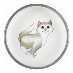   Trixie Tál kerámia macskának cica mintával 0,3l/15cm szürke/fehér