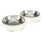 Trixie Tál Fém/Melamin Macskának 0,9L/23cm 2x0,2 l/ 13 cm/27x3x4cm Fehér