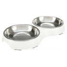 Trixie Tál Fém/Melamin Macskának 0,9L/23cm 2x0,2 l/ 13 cm/27x3x4cm Fehér