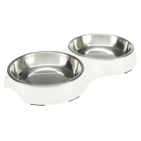 Trixie Tál Fém/Melamin Macskának 0,9L/23cm 2x0,2 l/ 13 cm/27x3x4cm Fehér