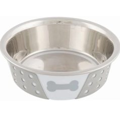 Trixie szilikonnal bevont fém tál 0,4l/14cm fehér/szürke