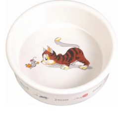 Trixie Tál Kerámia Macskának Motívummal 0,2l/12cm Fehér