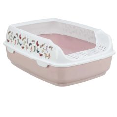   Macska Alomtálca Delio, Peremes, Nyomott mintával, 38 × 20 × 50 cm, Világos akáclila/Fehér