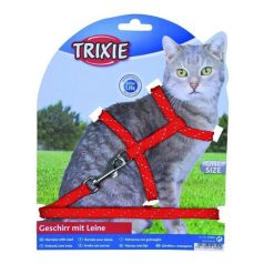   Trixie Hám És Póráz Macskának Szövet Fényvisszaverős 27-45cm/10mm 1,3m