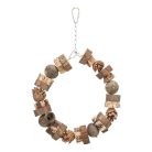 Játék Madárnak, Lengő karika, fa és fenyőtoboz, 18cm